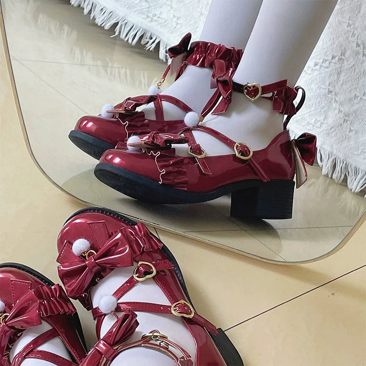 Fairy Godmothe - Preppy Style Flat Shoes Mid Heel Round Toe Lolita Shoes - image 13