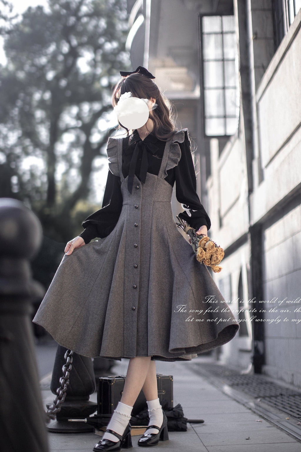 Serena - Elegant Woolen Lolita JSK Dress Set - image 8
