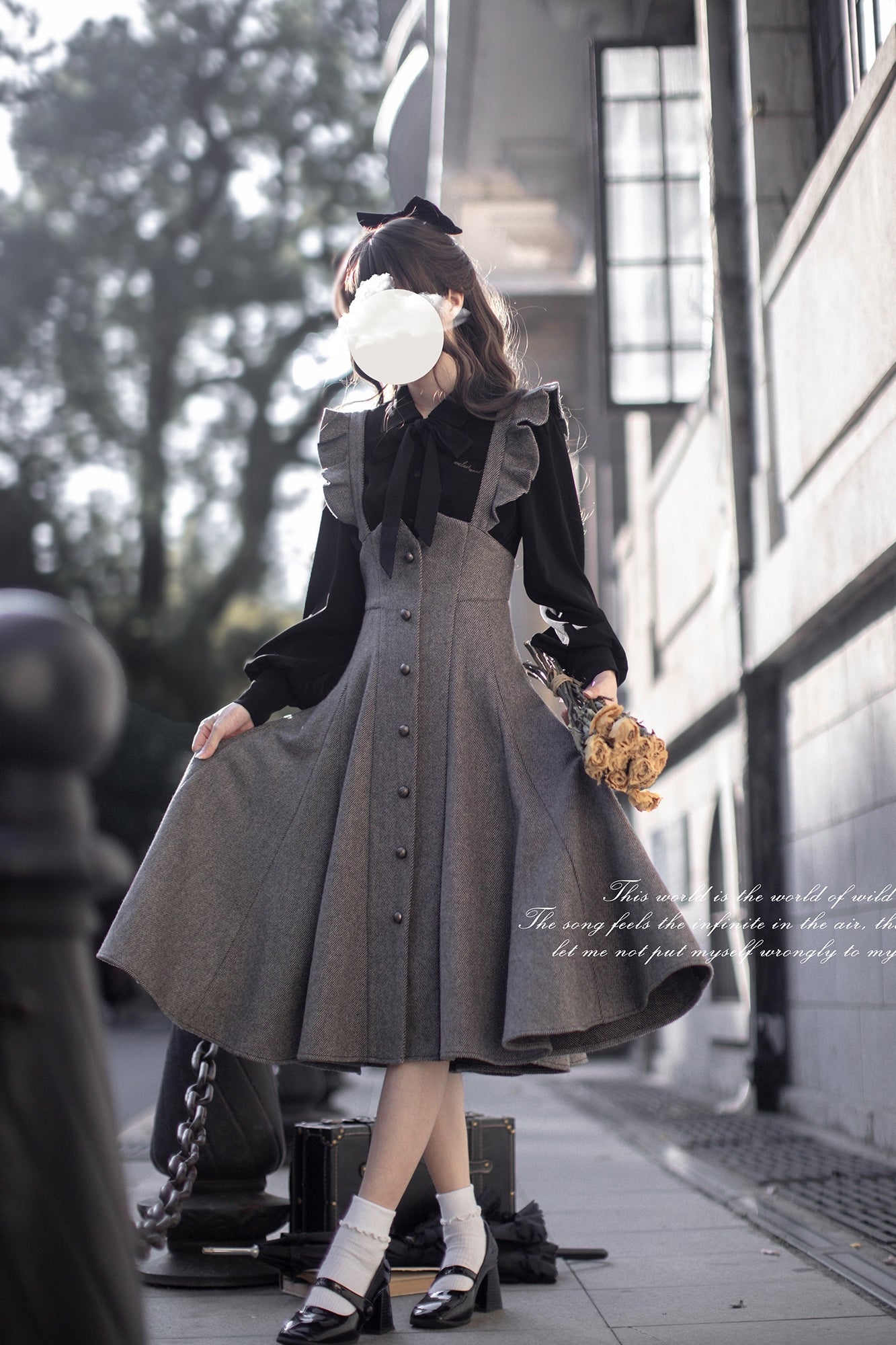 Serena - Elegant Woolen Lolita JSK Dress Set - image 8