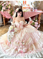 Love and Roses Princess Bridal Lolita Dress with Tiered Rose Skirt - image 11