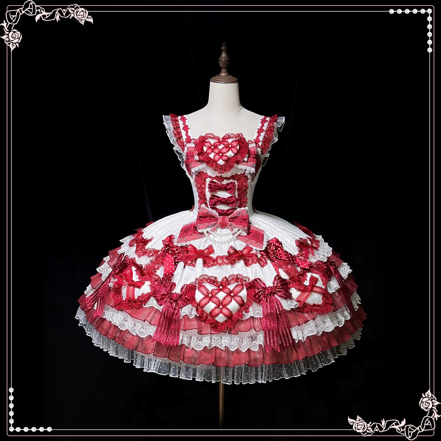 Heart of Love - Sweet Lolita Wedding JSK, Bow Details - image 49