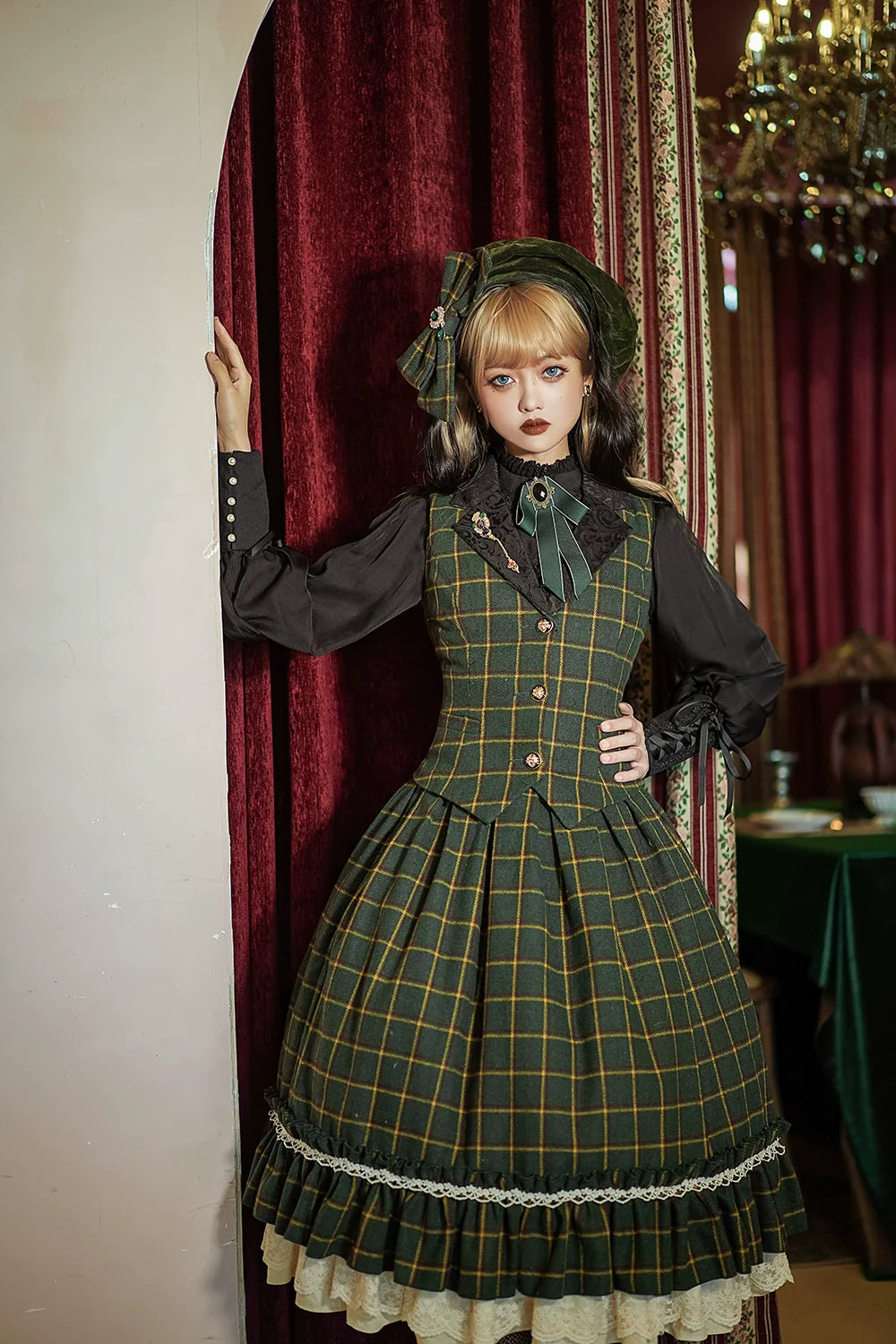 Rose - Elegant Lolita Fishbone Grid Skirt Customized - image 58
