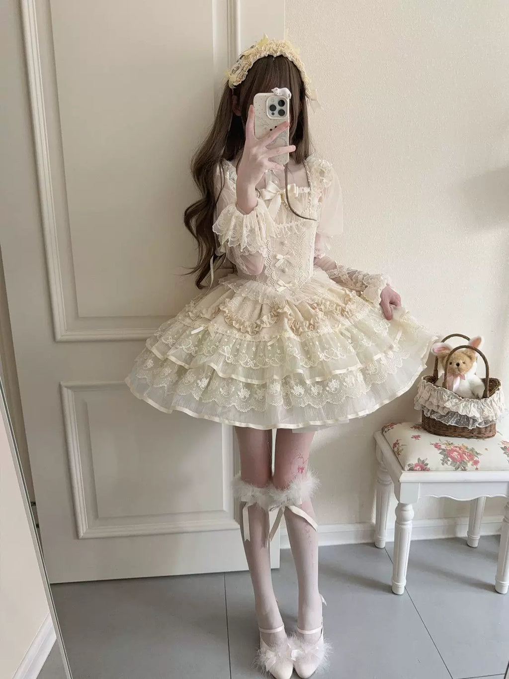 Ballet Dream - Sweet Lolita JSK Dress, Petal-like Layered Skirt - image 9