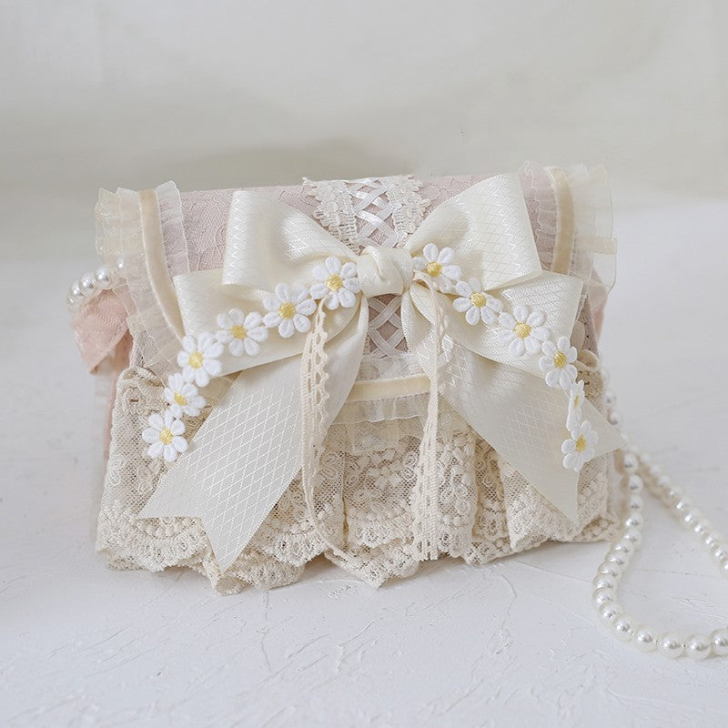 Elegant Lolita Bag Daisy Pearl Chain Lace Handbag - image 1