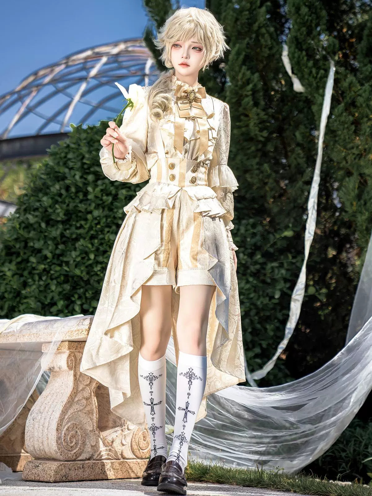 Ouji Lolita Suspender Shorts and Shirt Set - image 1