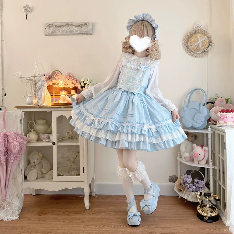 Sweet Bear - Kawaii Lolita JSK Dress Embroidery Flounce Hem - image 18