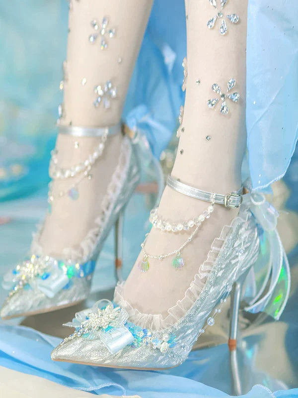 Mermaid Seashell - Sweet Lolita Heels with Detachable Chains - image 7