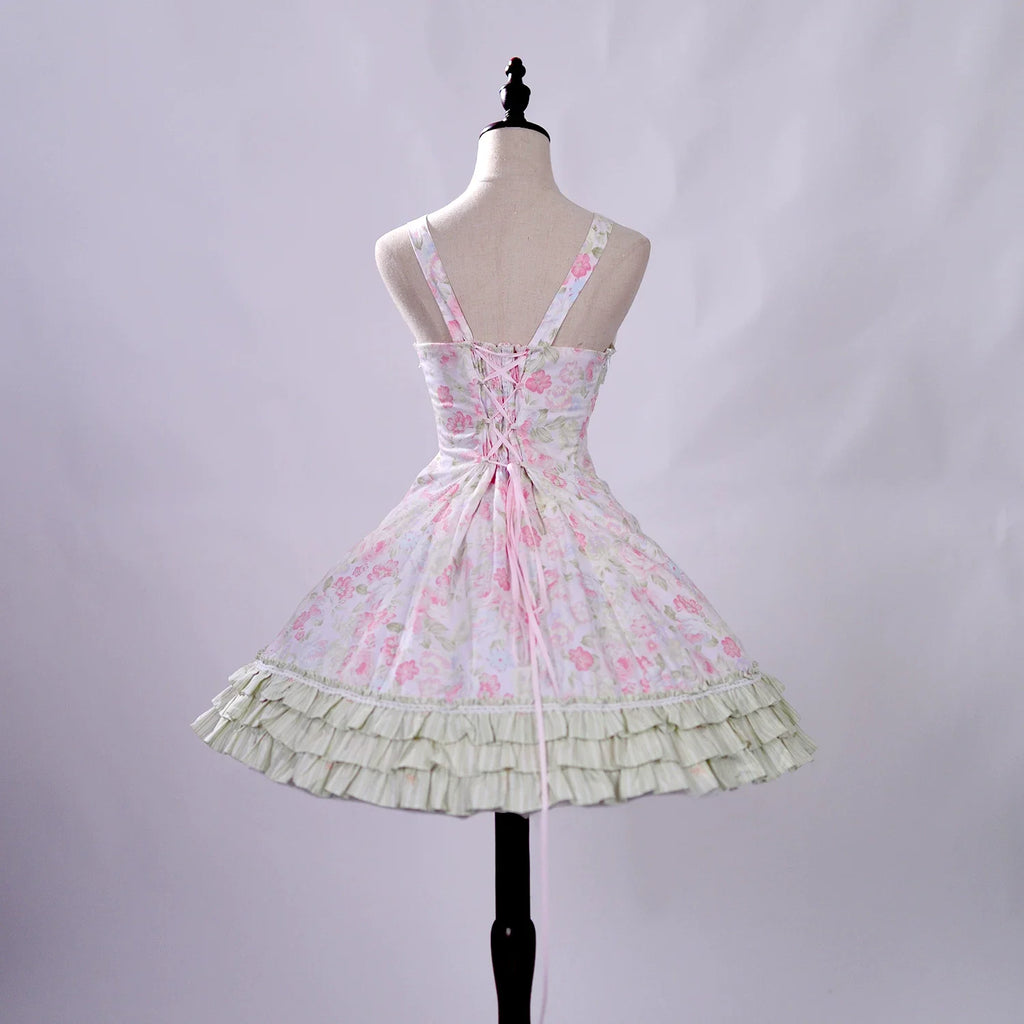 Rose Spring Romance Pink Green Floral Classic Lolita JSK Dress - image 8