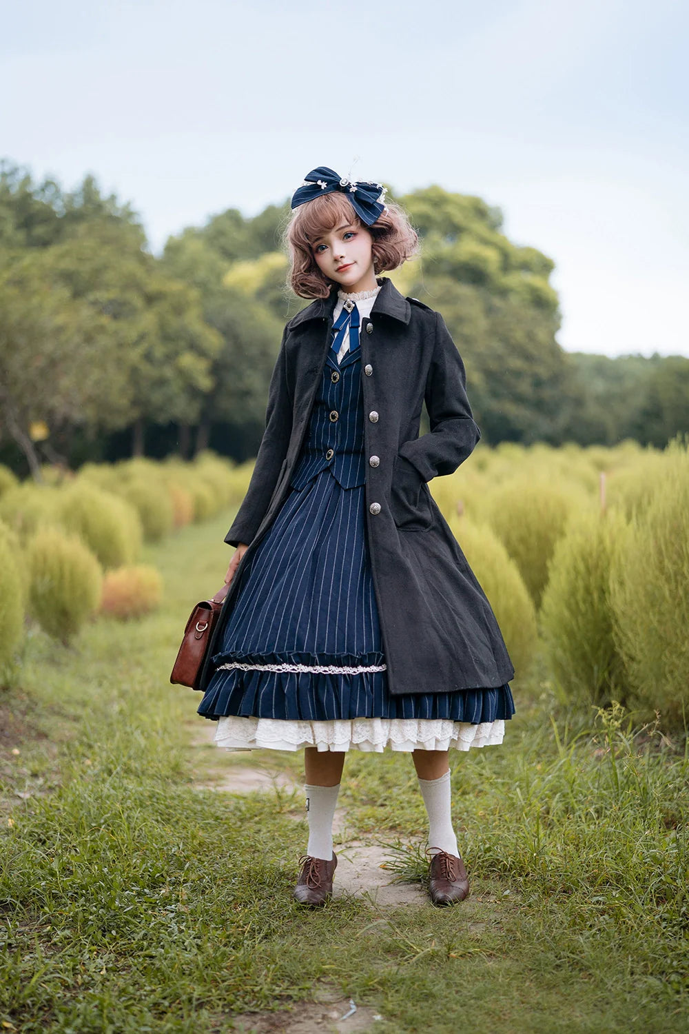 Rose Doll - Elegant Lolita Striped Fishbone Skirt - image 18