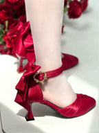 Coronation - Classic Lolita Wine Glass Heel Shoes with Detachable Bows - image 5
