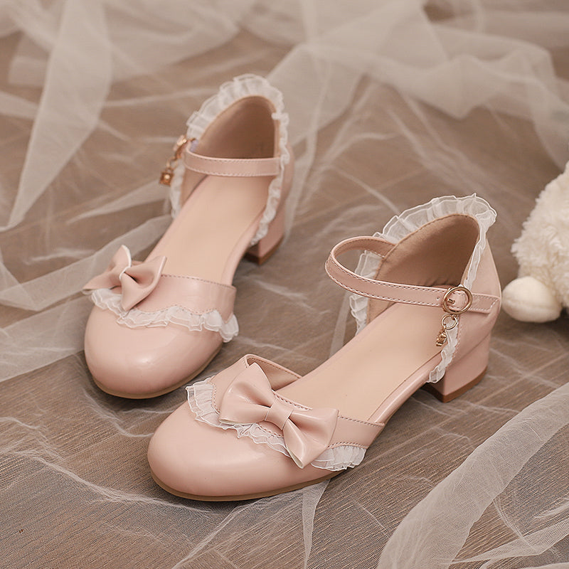 Bow-Tie Sweet Lolita Low Chunky Heel Sandals - image 9