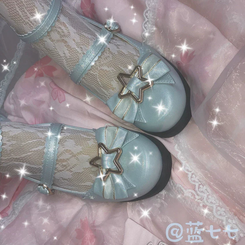 Dreamy Starry - Sweet Lolita Shoes Low Heel Bow Shoes - image 8