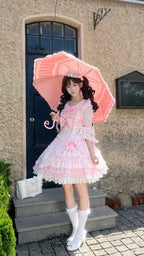 Spring Bud - Old School Lolita Floral Print JSK Dress, Layered Skirt and Accessories - image 5