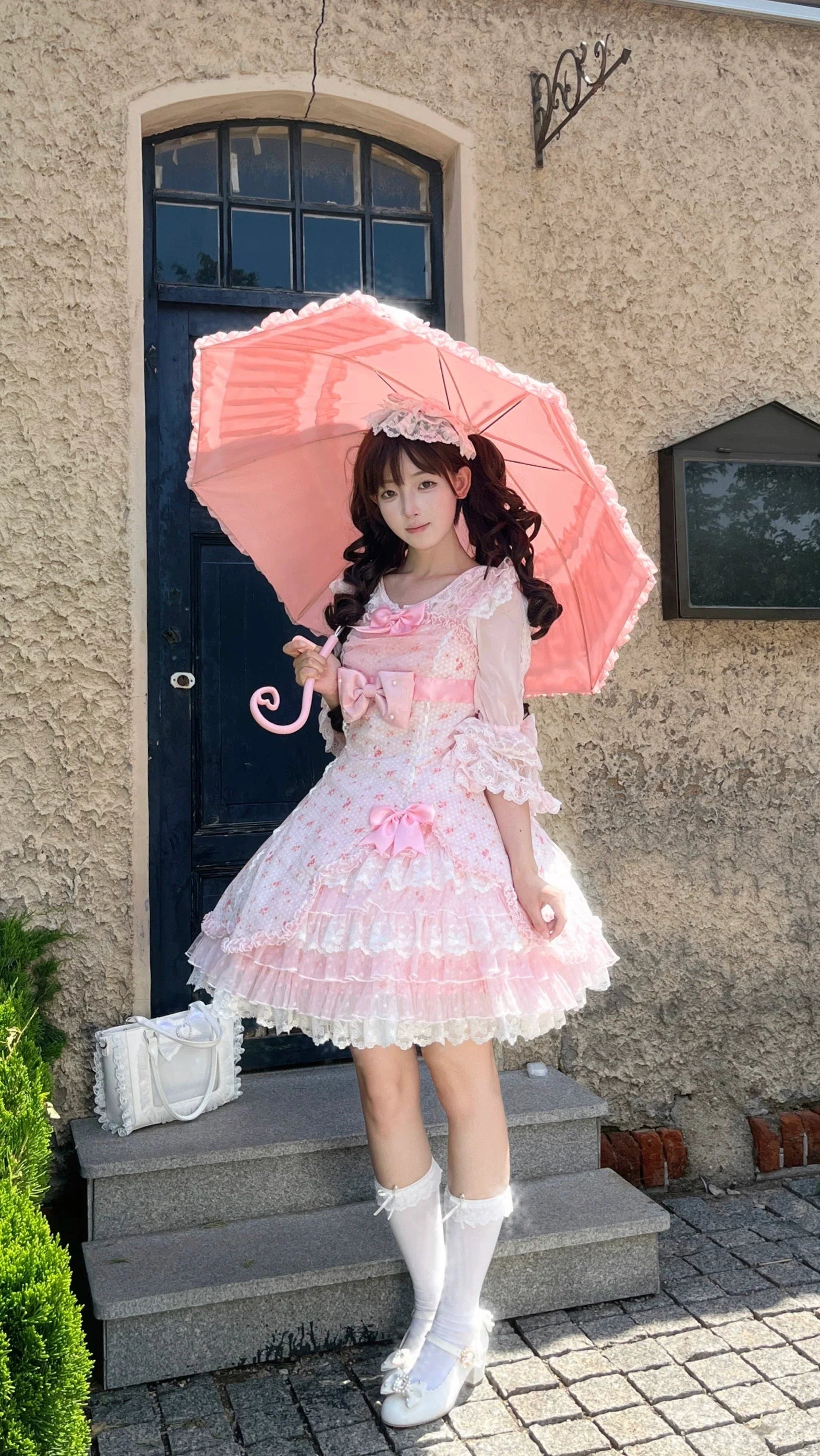 Spring Bud - Old School Lolita Floral Print JSK Dress, Layered Skirt and Accessories - image 5