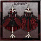 Rose Blood - Black Red Gothic Lolita JSK Jacquard Court Dress - image 23