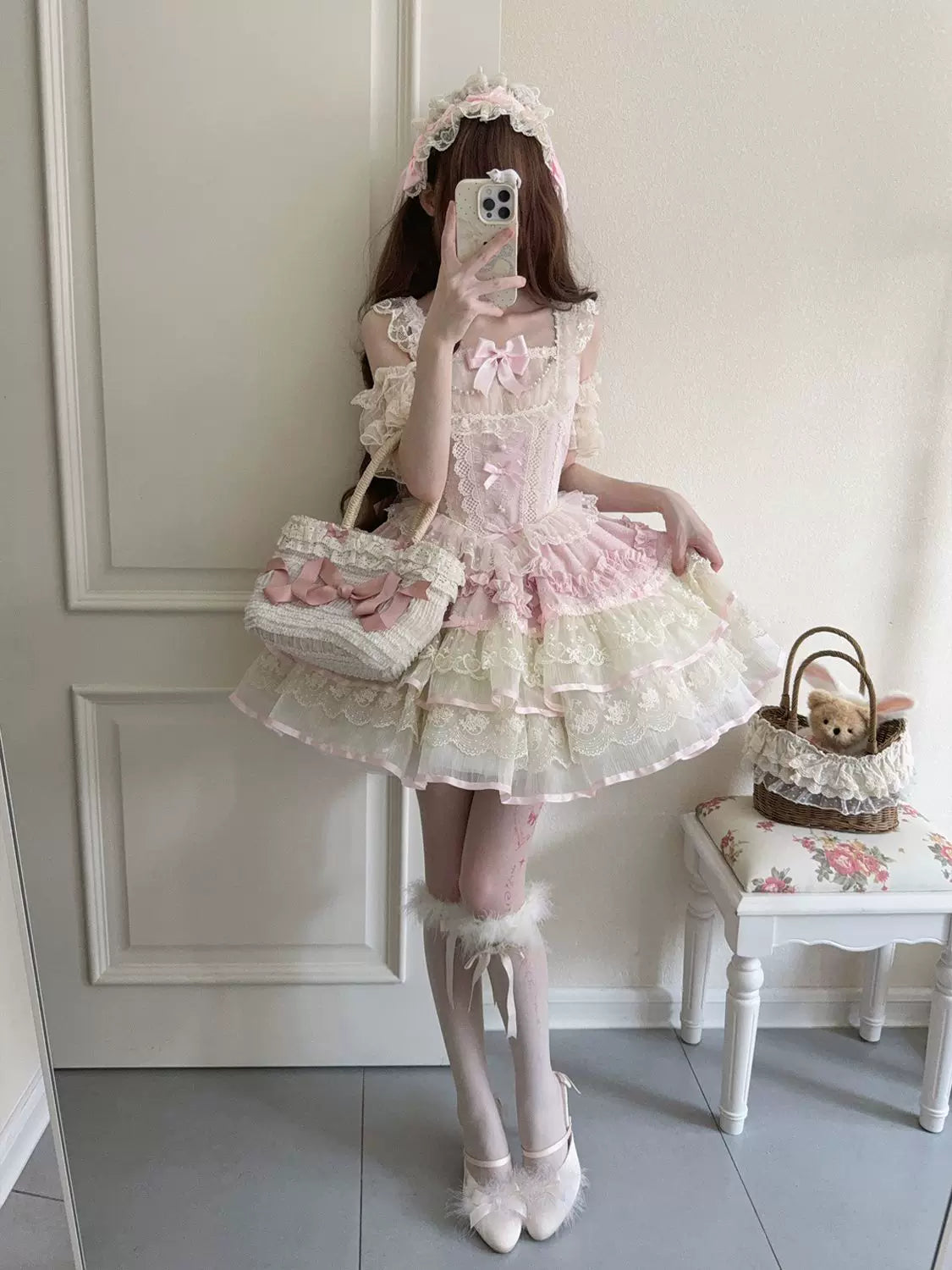 Ballet Dream - Sweet Lolita JSK Dress, Petal-like Layered Skirt - image 5