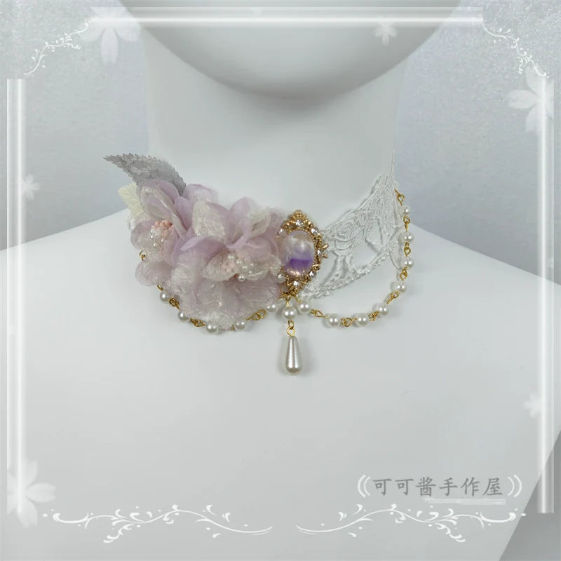 Elegant Lolita Rose Gemstone Pearl Necklace - image 11