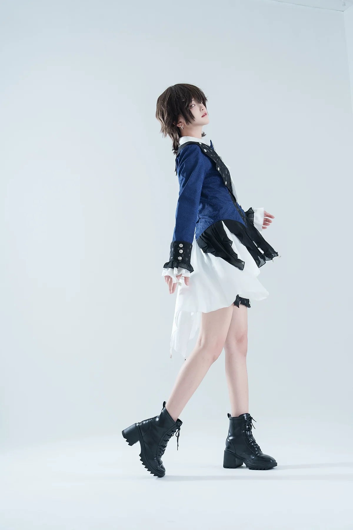 Chris' Son - Gothic Ouji Lolita Coat and Irregular Hem Dress Set - image 5