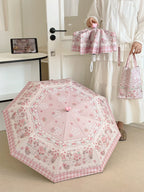 Foldable Printed UPF50+ Lolita Parasol with Black Coating - image 3