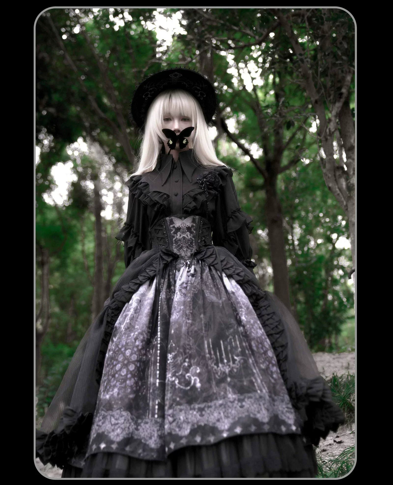 Bone-Eroded Butterfly - Gothic Lolita JSK & SK Set - image 17