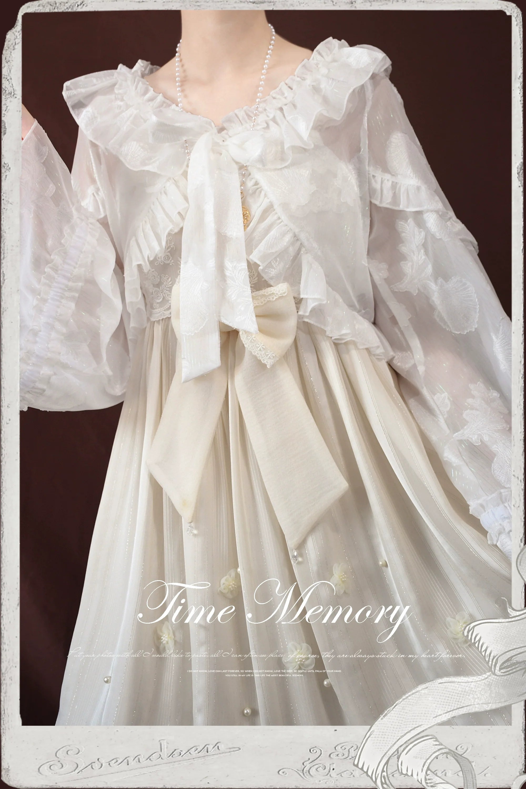 Xianbei - Sweet Lolita Chiffon Lantern Sleeve Cardigan with Bow - image 1