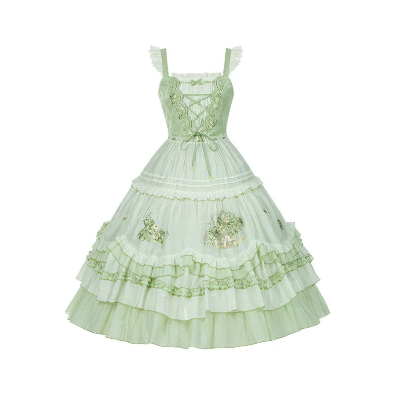 Green Grape - Embroidered Country Lolita OP Dress, Tiered JSK and Accessories - image 32