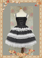 Mirror Doll - Old School Lolita Tiered Hem JSK with Polka Dot Lace and Accessories - image 3