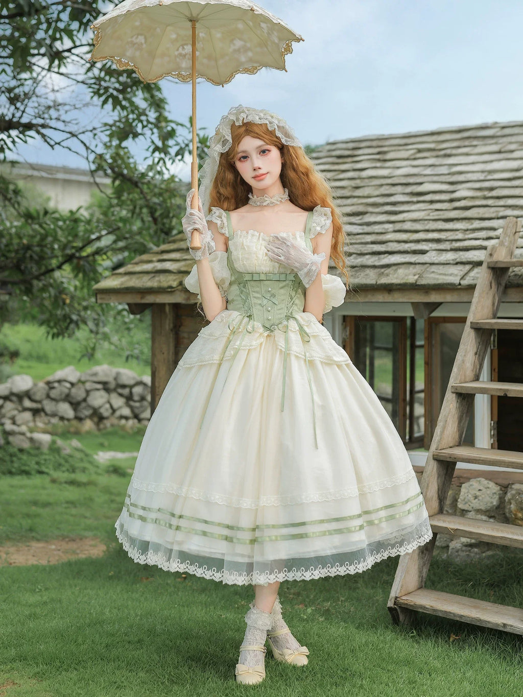 Unfailing - Classic Lolita Bow Jacquard Corset JSK Dress - image 19
