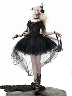 Star Swan Dream - Black Gothic Lolita JSK Dress, Swan Embroidery - image 1