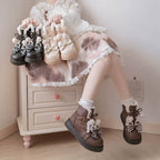 Milk Bear - Winter Lolita Shoes Thick Sole Fleece Snow Boots - image 2