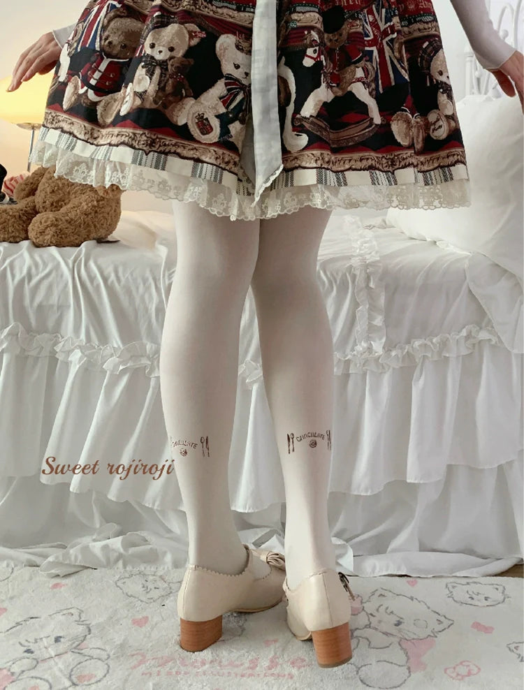 Kawaii Velvet Print Lolita Pantyhose - image 2