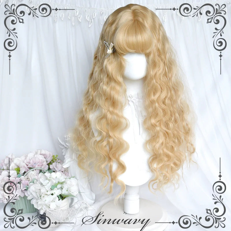 Black Gold Girl - Elegant Lolita Wig Golden Long Curly Hair - image 4