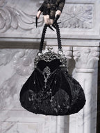 Mourning Day - Gothic Rhinestone Velvet Handbag - image 2