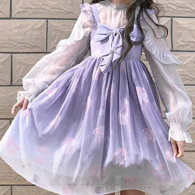 Jellyfish Meteor - Chiffon Fairy Jellyfish Printed Lolita JSK - image 18