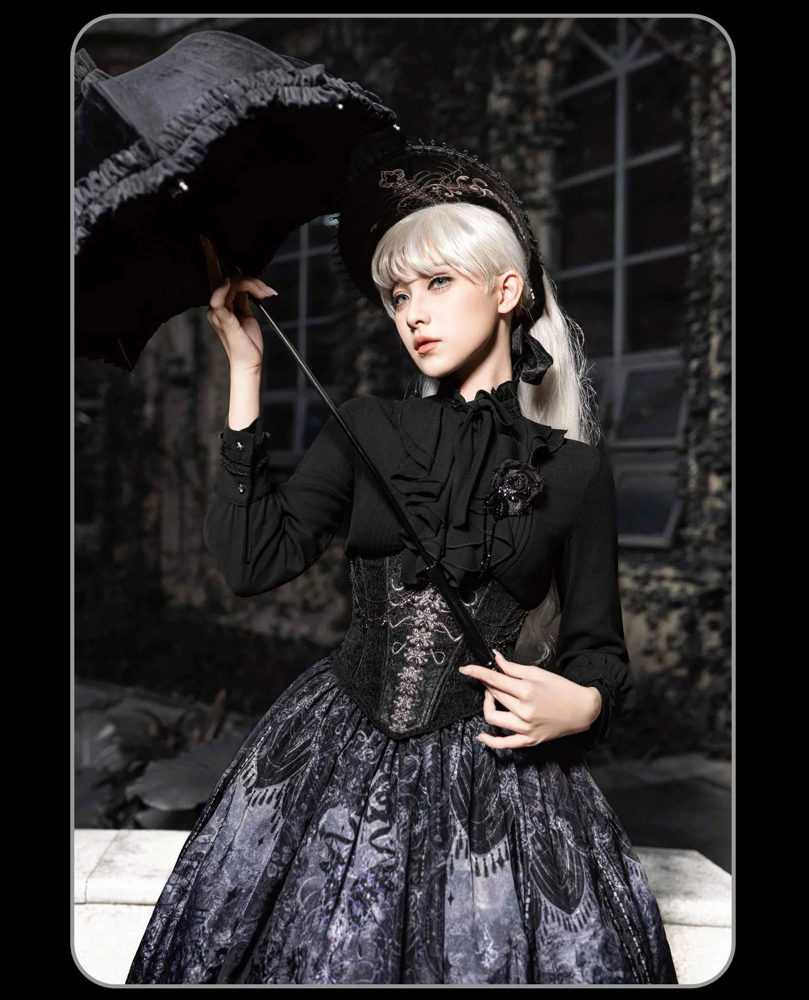 Bone-Eroded Butterfly - Gothic Lolita JSK & SK Set - image 31