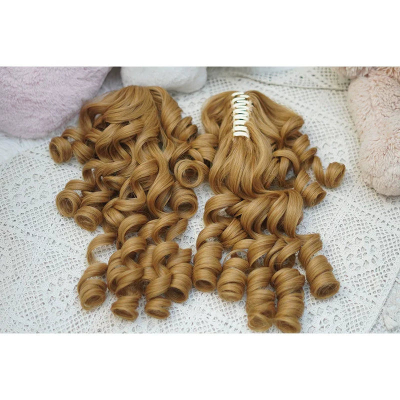 Old School Lolita See-through Bangs Wig, Curly Ponytails - image 13