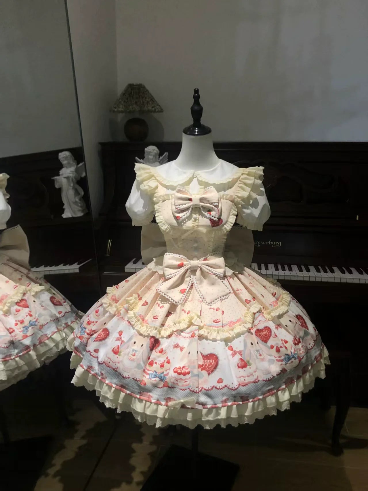 Bunny Party Sweet Lolita Printed JSK Dress with Bow Train - image 3