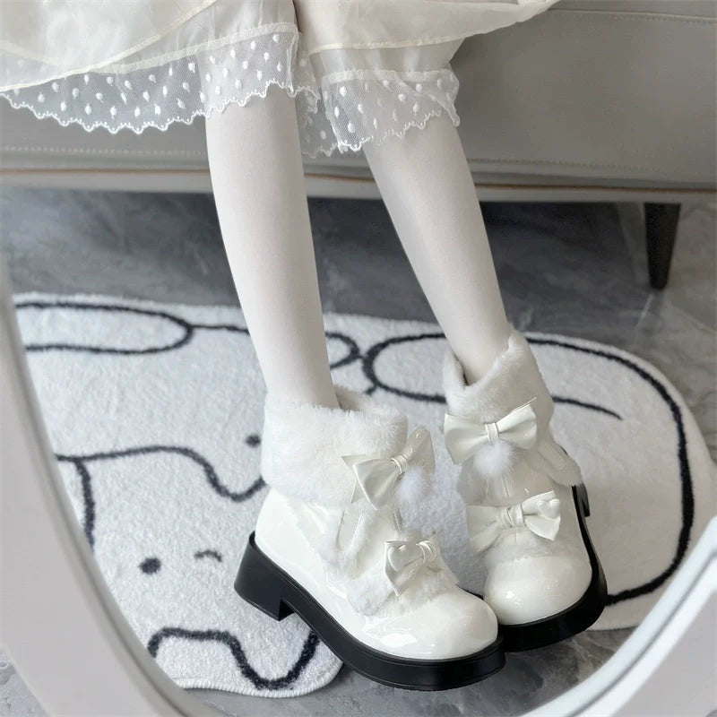 Kawaii Lolita Winter Boots, Bow-Adorned - image 11
