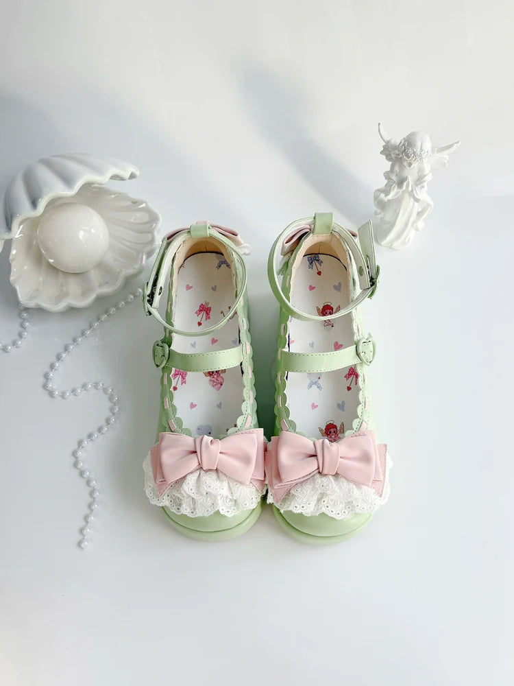 Milky Puff - Sweet Lolita Heels Shoes, Round Toe With Petite Wedge - image 51