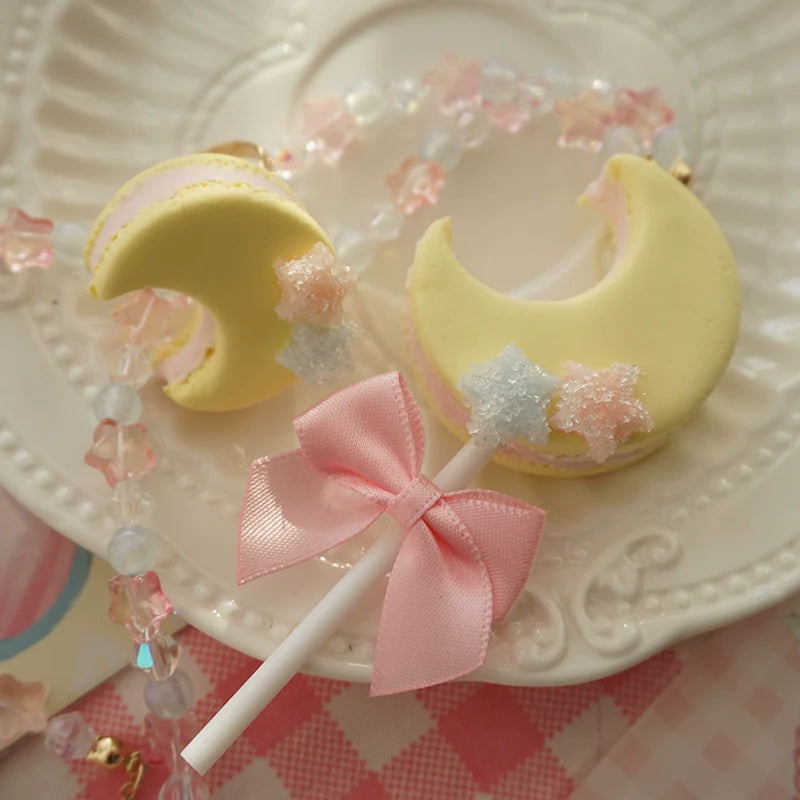 Kawaii Lolita Accessories Moon Lollipop Clay Necklace Ring - image 1