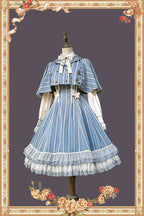 Elegant Lolita Stripe High-waist Jumper Dress Set and Cape - image 30