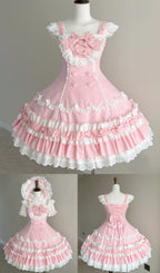 Cream Fondant Sweet Retro Six-Panel Lolita JSK and Accessories - image 4