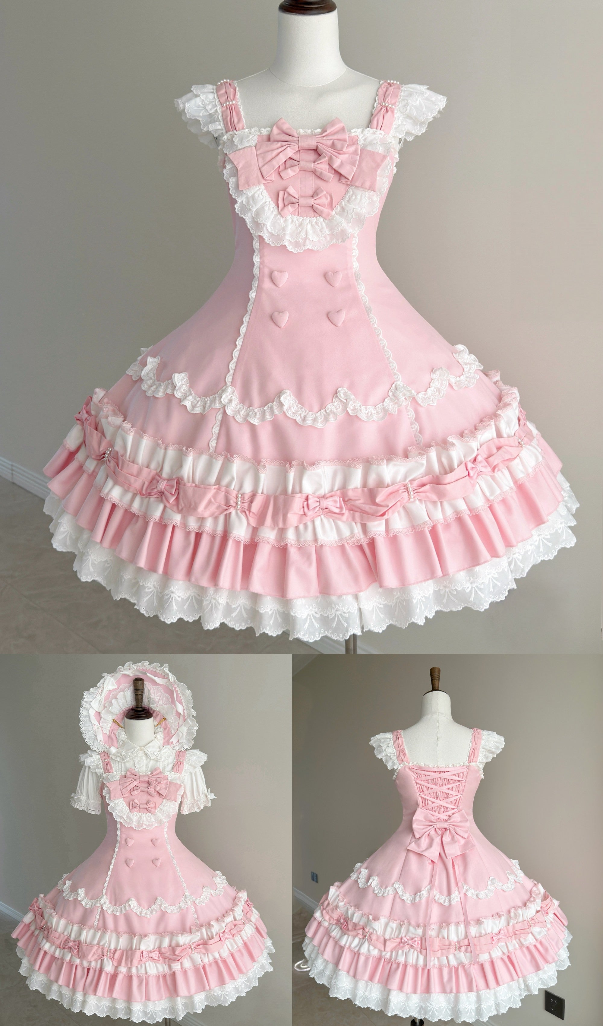 Cream Fondant Sweet Retro Six-Panel Lolita JSK and Accessories - image 4