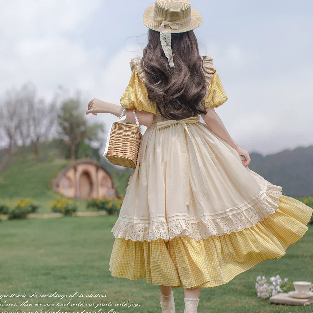 Belle - Yellow Lolita OP Dress Set with Apron - image 8