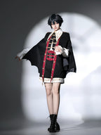 Vampire Youth - Ouji Lolita Bat Shaped Cape Set, Gold Embroidery & Red Accents - image 5