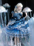 Blue Breath Jellyfish - Classic Lolita JSK Dress, Side Zipper - image 4