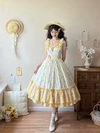Patchwork Garden 2.0 - Classic Lolita Floral Print JSK Dress, Side Pockets - image 1