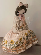 Cat and Sunflower - Sweet Lolita JSK, Cat and Sunflower Print - image 28