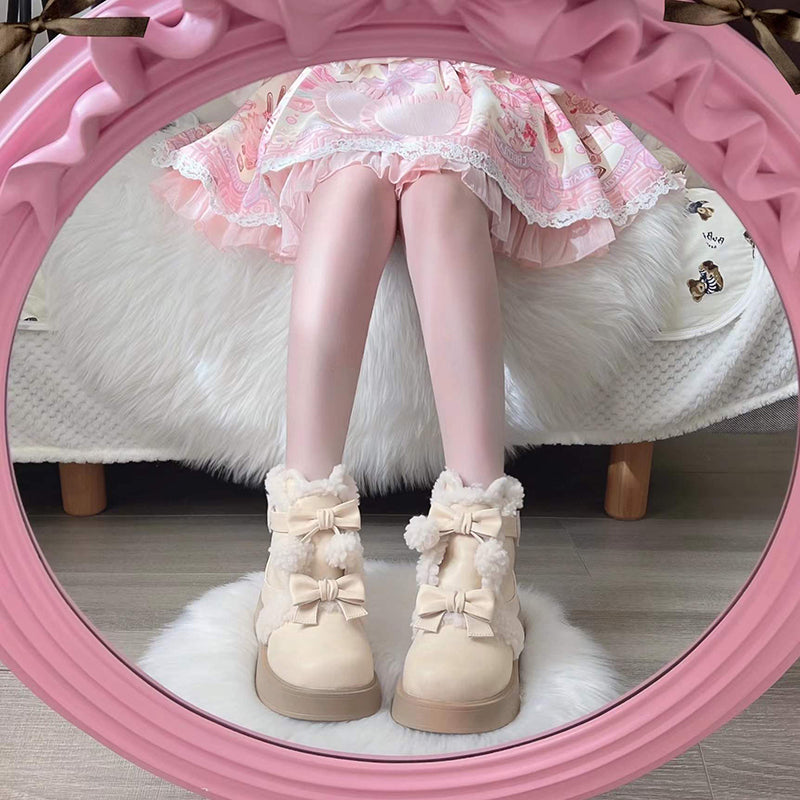 Furry Bear - Winter Cute Lolita Short Snow Boots - image 8