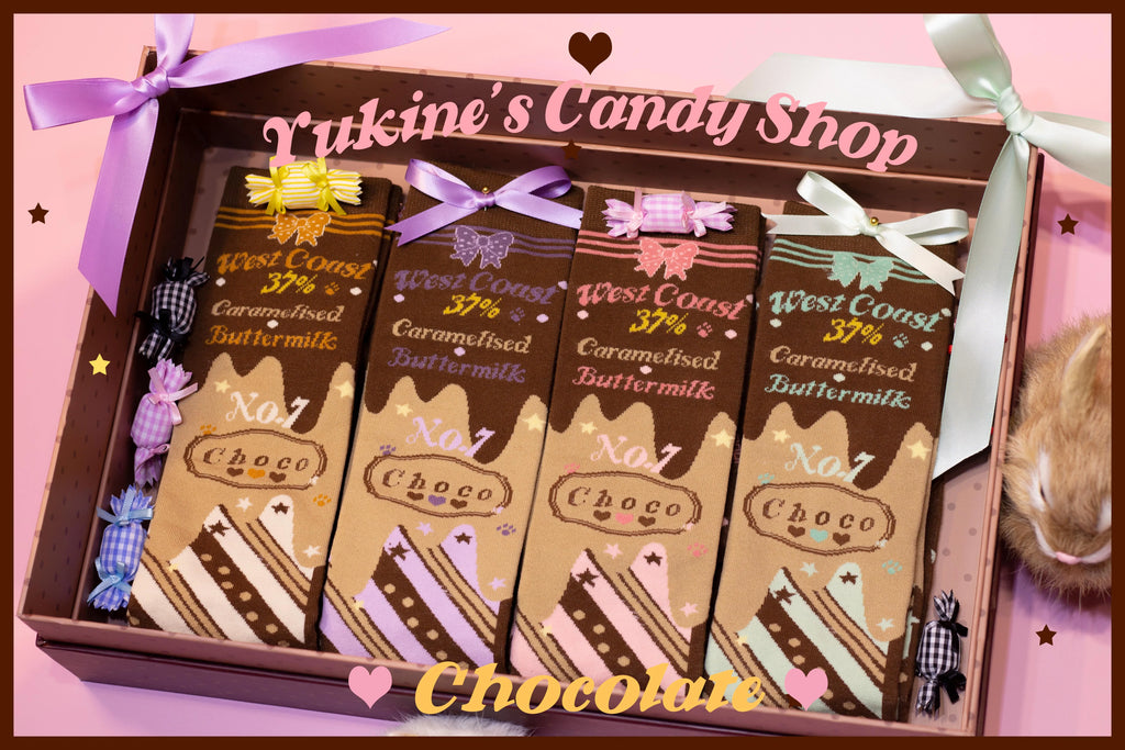 Kawaii Lolita Chocolate Color Cotton Socks - image 14